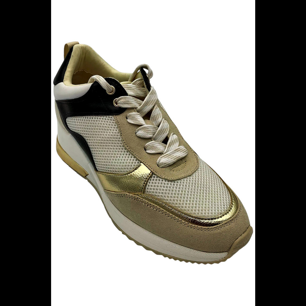 Urban Sport Women's Bebe Fashion Wedge Sneaker Black/Gold Multi - Medium